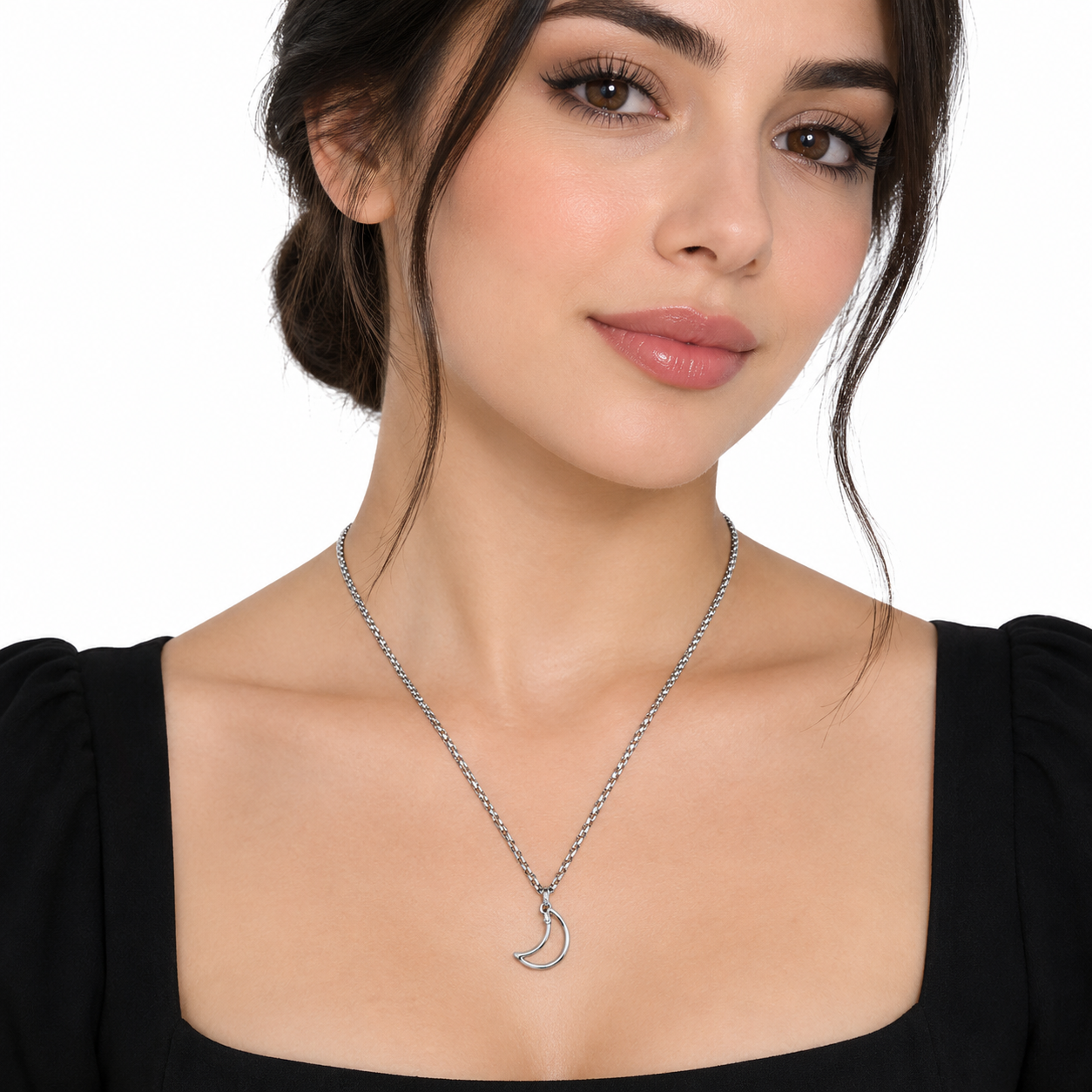 گردنبند زنانه مدل ماه استیل رنگ ثابت